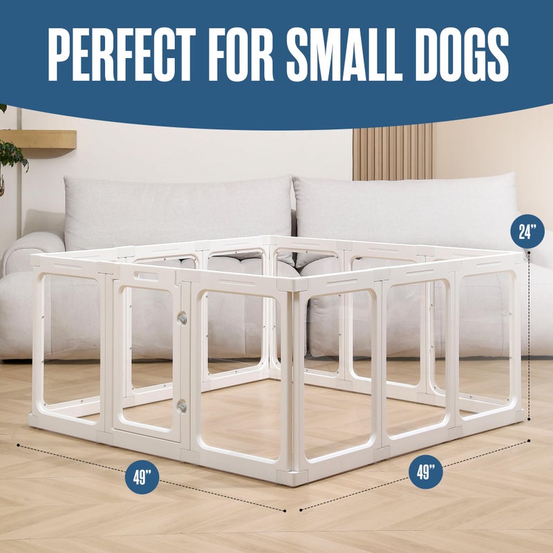 Houseables Plastic Dog Playpen, Acrylic Dog Playpen, Puppy Pen Indoor, Clear Pet Pen, Pet Fence, Puppy Enclosure, Indoor Enclosure, Apartment Setup, Clear Panels, Gate, Rabbit Cage, Play Kennel, 49â€ - Image 2