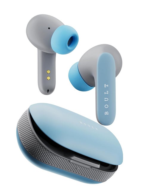 Boult Audio Z20 Pro Truly Wireless Bluetooth Ear Buds with 60H Playtime, 4 Mics Clear Calling, 45ms Low Latency, Rich Bass Drivers, Touch Controls, IPX5 TWS Earbuds Bluetooth Wireless (Powder Blue)