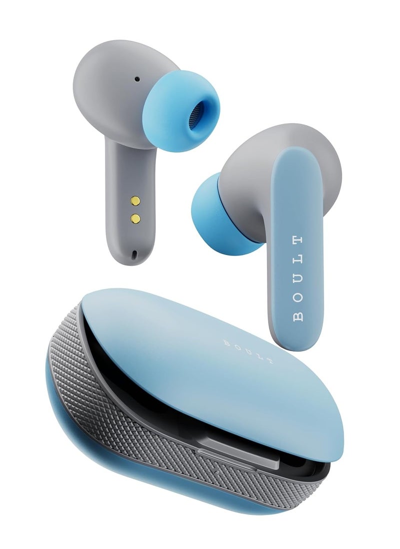 Boult Audio - Boult Audio Z20 Pro Truly Wireless Bluetooth Ear Buds with 60H Playtime, 4 Mics Clear Calling, 45ms Low Latency, Rich Bass Drivers, Touch Controls, IPX5 TWS Earbuds Bluetooth Wireless (Powder Blue) - Image 1