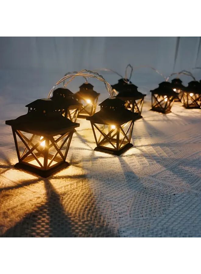 Black LED Hollow Gazebo String Lights 10 Bulbs 59 Inch Retro Indoor Outdoor Decoration - Image 1