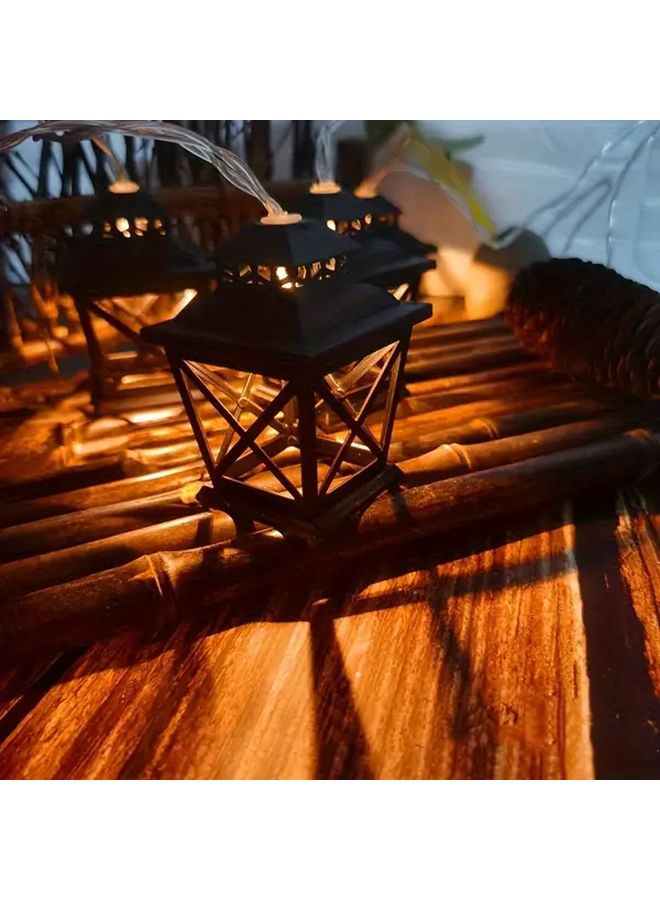 Black LED Hollow Gazebo String Lights 10 Bulbs 59 Inch Retro Indoor Outdoor Decoration - Image 4