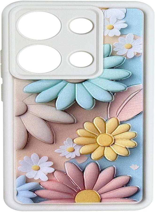 Generic - Silicon TPU Case Camera Protection with 3D Cheerful Prints For Xiaomi Redmi Note 13 Pro 5G / Poco X6 5G (Colorful Flowers) - Image 1