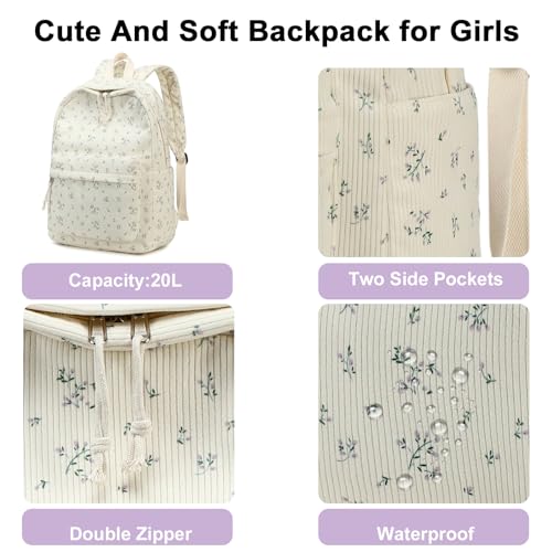 BTOOP School Backpack for Teens Large Corduroy Bookbag Lightweight 15.6 inch Laptop Bag for Girls Women Casual High School College - Image 5
