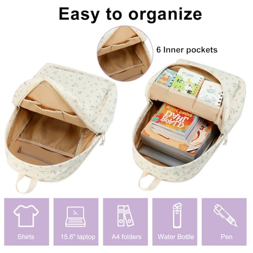 BTOOP School Backpack for Teens Large Corduroy Bookbag Lightweight 15.6 inch Laptop Bag for Girls Women Casual High School College - Image 4
