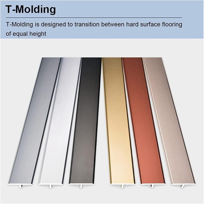 JCAKES Floor Transition Strip Metal Floor Transition Strip T-Moulding Aluminum Alloy Flooring Transition Strip for Doorways for Tiles for Doorways Decorate (Size : 90cm, Style : A) - Image 3