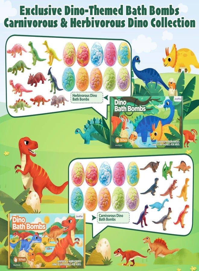 JuraFizz Dinosaur Bath Bombs for Kids with Surprise Inside, 20 Pack Natural Dino Egg Bath Bombs with Exclusive Carnivorous & Herbivorous Dinosaur Toys, Birthday Party Favors for Boys, Girls - Image 2