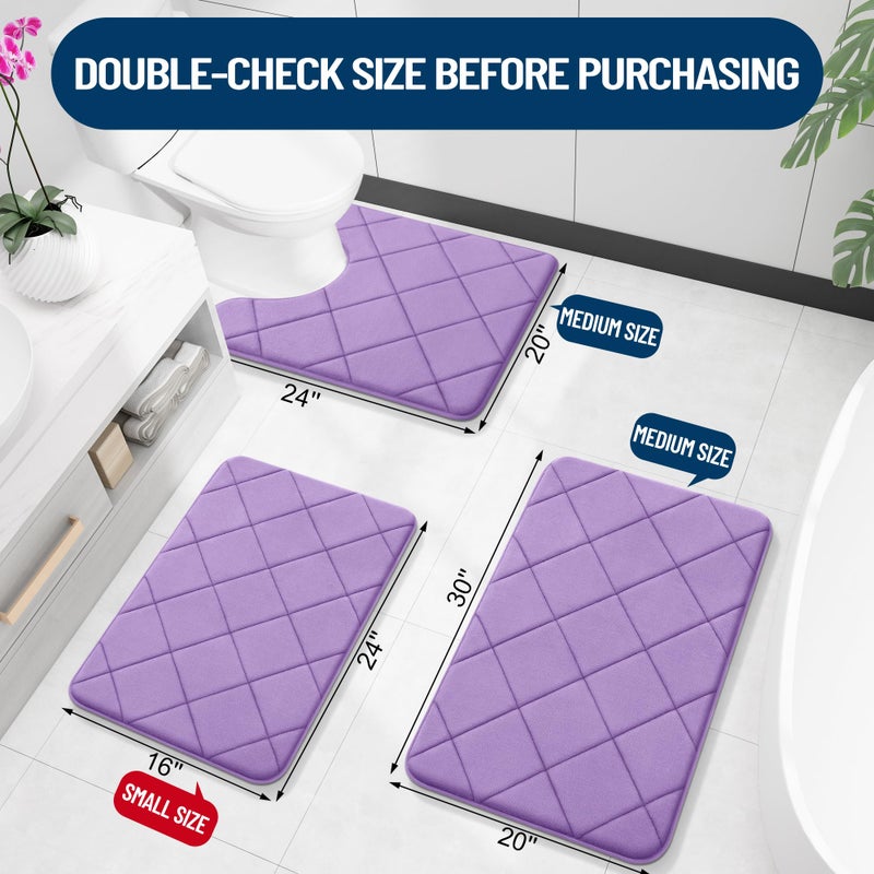 OLANLY Memory Foam Bath Mat 70x24  Ultra Soft and Absorbent Bathroom Rugs  Machine Washable  Comfortable Bath Carpet for Bathroom Floor  Tub and Shower  Lavender - Image 1