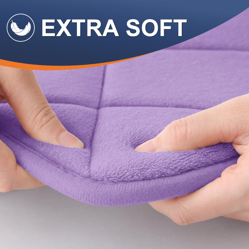 OLANLY Memory Foam Bath Mat 70x24  Ultra Soft and Absorbent Bathroom Rugs  Machine Washable  Comfortable Bath Carpet for Bathroom Floor  Tub and Shower  Lavender - Image 2