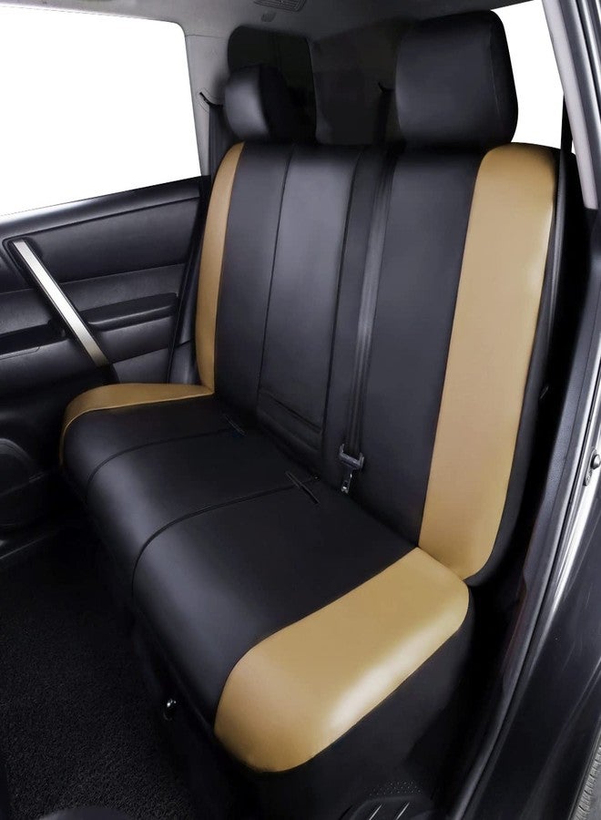 Flying Banner car seat Covers Protects Water Proof Faux Leather Carbon Fiber Front and Rear Bench (Black Beige, Full Set - 8PCS) - Image 5