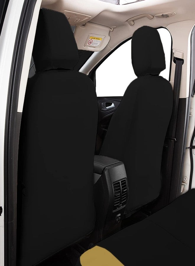 Flying Banner car seat Covers Protects Water Proof Faux Leather Carbon Fiber Front and Rear Bench (Black Beige, Full Set - 8PCS) - Image 3
