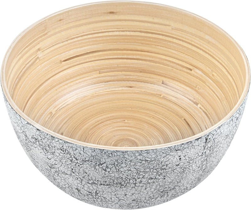 Restaurantware وعاء سلطة كبير من بامبودا سعة 30 أونصة 1 وعاء سلطة دائري ثقيل الاستخدام وعاء تقديم من الخيزران الرمادي القابل لإعادة الاستخدام بطباعة قشرة البيض لتقديم السلطات والفواكه والمقبلات - Image 2