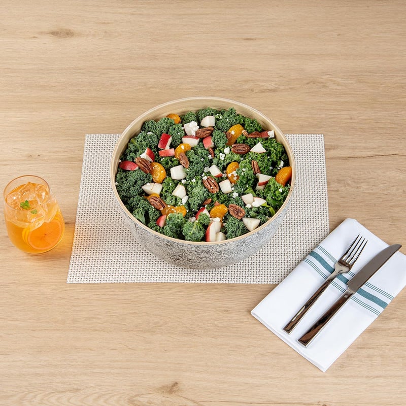 Restaurantware وعاء سلطة كبير من بامبودا سعة 30 أونصة 1 وعاء سلطة دائري ثقيل الاستخدام وعاء تقديم من الخيزران الرمادي القابل لإعادة الاستخدام بطباعة قشرة البيض لتقديم السلطات والفواكه والمقبلات - Image 4