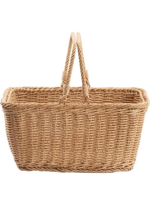PEROTTI Synthetic Wicker Beige Rectangular Picnic Basket Without Lid 34X27X17CM  - Image 1
