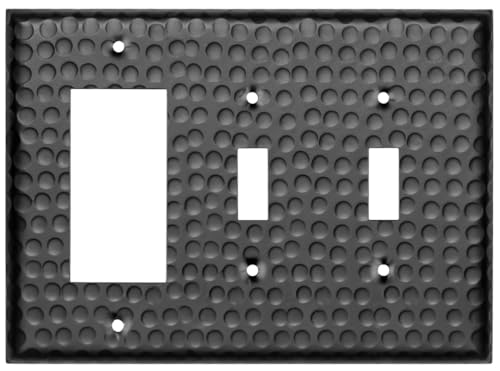 Monarch Abode 19112 Triple Switch Hand Hammered Toggle Rocker Combination Aluminum Decorative Wall Plate Switch Plate Outlet Cover, 3-Gang, Matte Black - Image 1