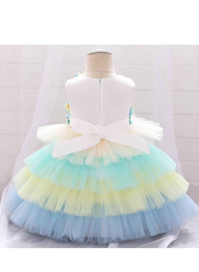 Best Gift Fashion - Floral Gown Kids Party Dress Clothes Green Color - Image 1
