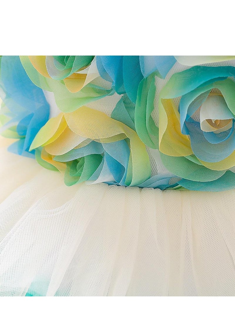 Best Gift Fashion - Floral Gown Kids Party Dress Clothes Green Color - Image 1