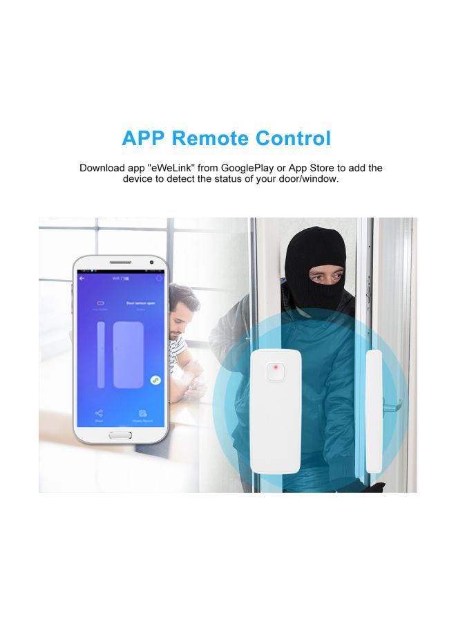 NIBEMINENT Wireless Door Magnetic Contact Sensor Alarm System White 9.7x2.9x5.7centimeter  - Image 3