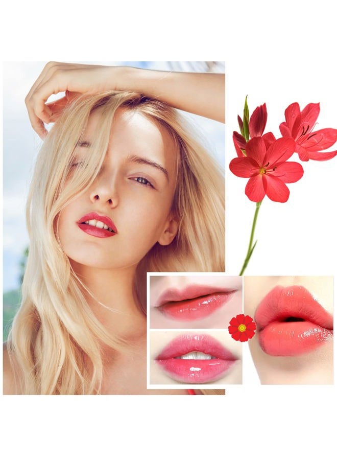 BKPPLZP 2 Pack Crystal Flower Jelly Lipstick,Magic Color Changing Lipstick,PH Clear Temperature Color Changing Lip Gloss,Lip Balm,Long Lasting Nourishing Moisturizing Lip Stick Set(Set C) - Image 2