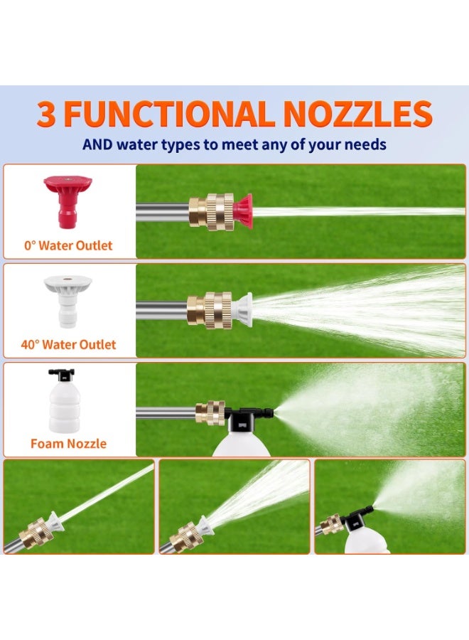 Bukela Cordless Pressure Washer,1500W Portable Battery Pressure Washer, 60Bar/870 PSI High Pressur𝗲 Washer Gun with 2 Nozzles, 2 Battery, 5m Hose Cordless Jet Washers/Pressur𝗲 Washer for Car/Floor/Patio - Image 3