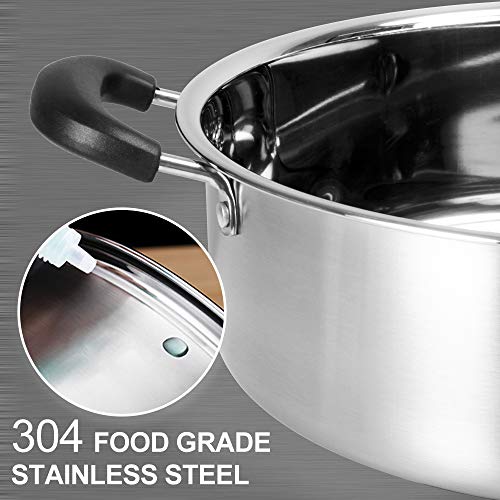 HOXHA Hot Pot with Divider, Shabu Shabu Hot Pots Food Grade Stainless Steel Chinese Dual Sided Pot Set for Induction Cooktop Gas Stove - Image 4