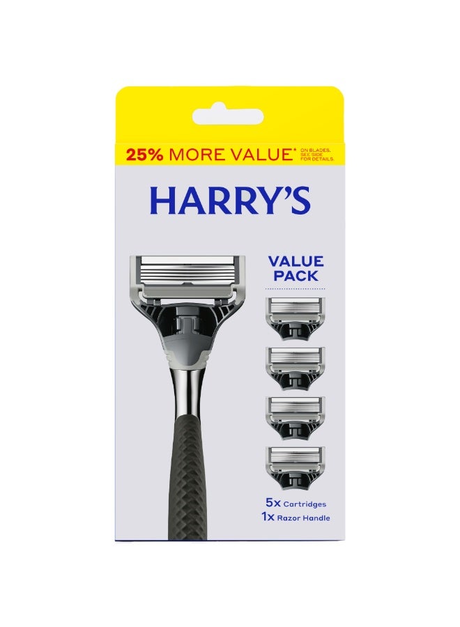 Harry's طقم هاري للحلاقة للرجال، خمس شفرات 5 وشفرة حلاقة واحدة، كروم حبر - Image 1