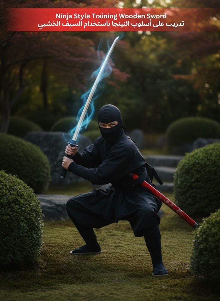 بريميم سيف كاتانا خشبي للأطفال مستوحى من شخصية تانجيرو كامادو من أنمي قاتل الشياطين - سيف تدريب خشبي أحمر وأسود مع غمد - سلاح زي ساموراي أنمي للأولاد للعب الأدوار - Image 5