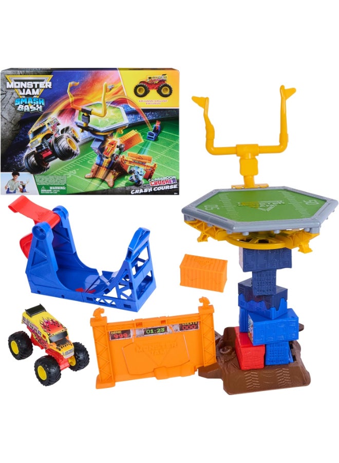 Monster Jam Smash & Bash Classroom Crusher Crash Course Playset (1:64) - Image 1