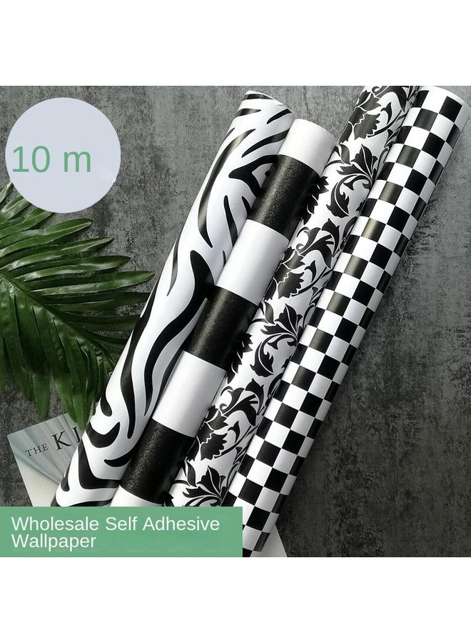 Bluejw Nordic Striped Wallpaper Self-adhesive Living Room Dormitory Checkerboard Ins Background Wallpaper Adhesive Wardrobe Ins Paper - Image 2