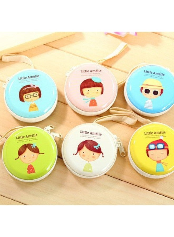 Cartoon Tinplate Coin Purse Mini Portable Round Earphone Bag Children's Small Wallet Round Coin Key Bag-Color:Prado Series Mixed Hair - Image 2