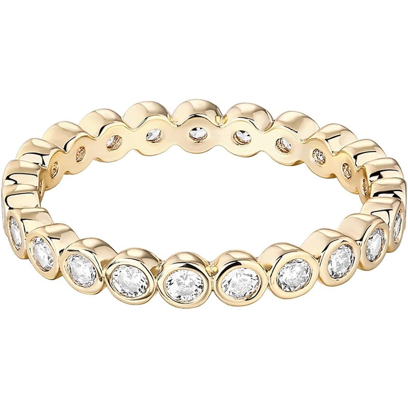 PAVOI 14K Gold Plated Rings Cubic Zirconia Love Ring | 2.8mm Stackable Rings for Women | Gold Rings for Women - Image 3