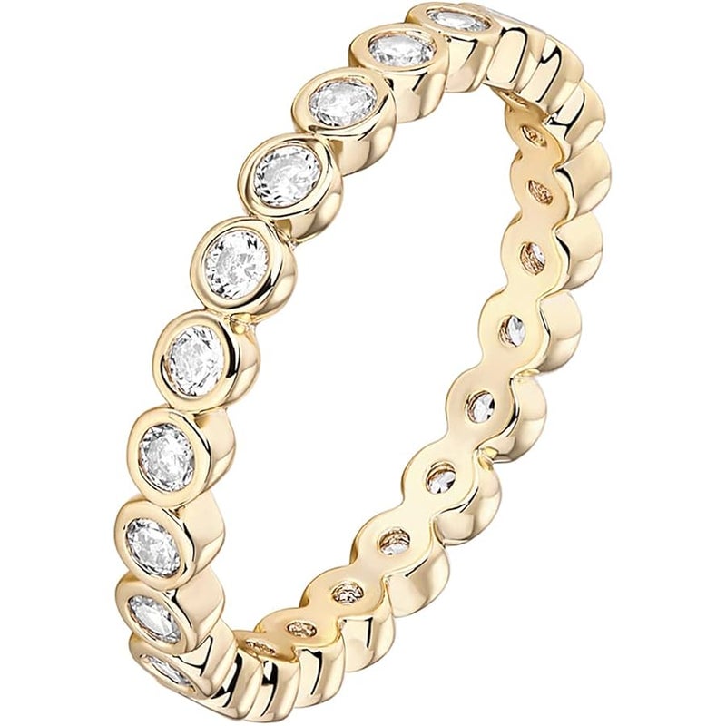 PAVOI 14K Gold Plated Rings Cubic Zirconia Love Ring | 2.8mm Stackable Rings for Women | Gold Rings for Women - Image 1