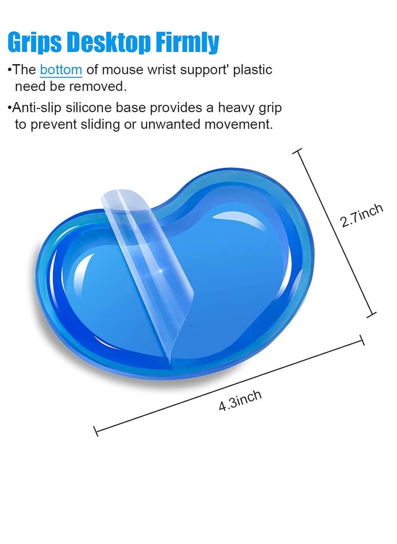 Mouse Wrist Rest Pad Soft Silicone Gel Mouse Wrist Rest Pad Cool Hand Pillow Cushion, Mouse Wrist Support, Ergonomic, Heart-Shaped Translucence, Blue, 4.3 x 2.7inch, Small Size  - Image 3