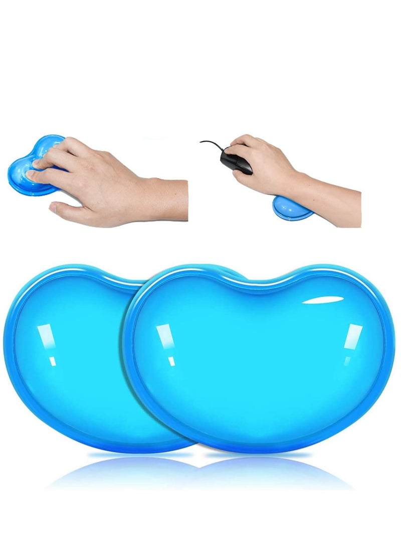 Mouse Wrist Rest Pad Soft Silicone Gel Mouse Wrist Rest Pad Cool Hand Pillow Cushion, Mouse Wrist Support, Ergonomic, Heart-Shaped Translucence, Blue, 4.3 x 2.7inch, Small Size  - Image 1