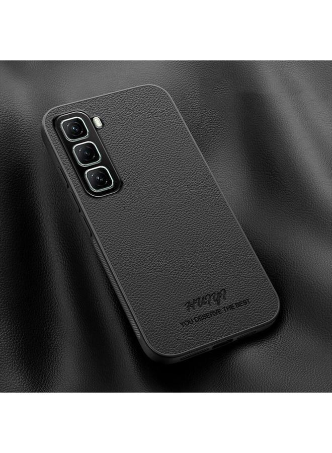 جراب هاتف مغناطيسي من الجلد من HUIYI لهاتف Infinix Hot 50 5G (أسود)