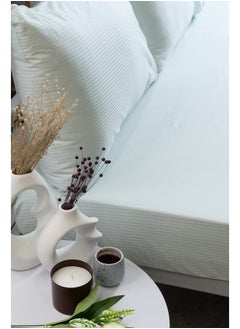 محلة ملاية سرير بأستك - ساتان - فستقي - 120 *200 +35 cm-قطن مصري 100%  - Image 1