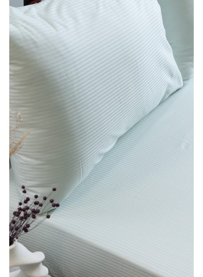 محلة طقم ملاءة سرير مفردة + غطاء وسادة - مخطط ساتان ٤ مم - ١٠٠٪ قطن مصري - Image 2