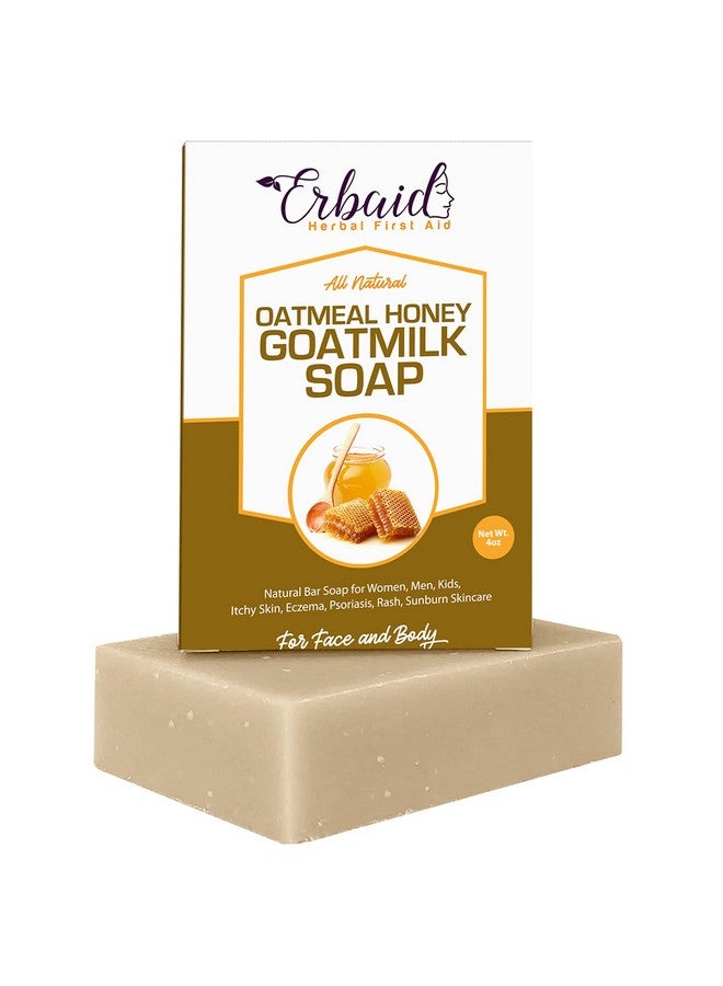 Erbaid Cactus Honey & Oats Goat'S Milk Soap Bar 4 Oz Natural Bar Soap For Women Men Kids Itchy Skin Eczema Psoriasis Rash Sunburn Skincare Calming Colloidal Oatmeal Face Cleanser & Body Wash - Image 1