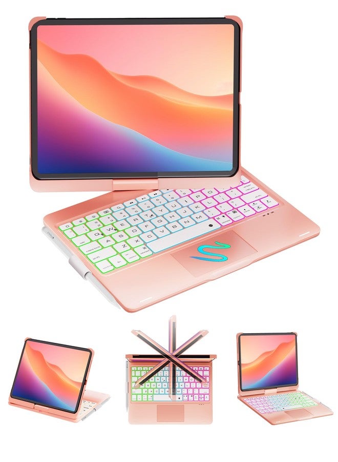 جراب NOKBABO لجهاز iPad من الجيل العاشر مع لوحة مفاتيح، وإضاءة خلفية بألوان قوس قزح، ودوران 360 درجة، ولوحة لمس مدمجة وحامل قلم، جراب لوحة مفاتيح لجهاز iPad من الجيل العاشر مقاس 10.9 بوصة - وردي فاتح - Image 1