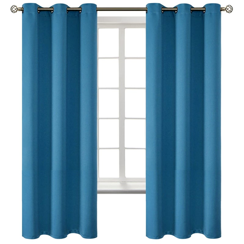 BGment Blackout Curtains - Grommet Thermal Insulated Room Darkening Bedroom and Living Room Curtains  Set of 2 Panels (42 x 63 Inch  Steel Blue) - Image 1