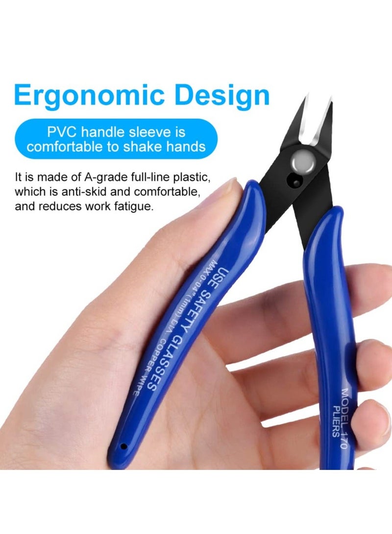 Wire Cutters, 2PCS Spring-loaded Side Cutters Flush Cutters, Diagonal Cutters Precision Side Cutters, Diagonal Cutting Pliers in CRV Steel, Heavy Duty Cutting Pliers for Electrical(Smooth handle) - Image 4