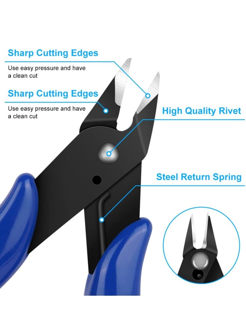 Wire Cutters, 2PCS Spring-loaded Side Cutters Flush Cutters, Diagonal Cutters Precision Side Cutters, Diagonal Cutting Pliers in CRV Steel, Heavy Duty Cutting Pliers for Electrical(Smooth handle) - Image 3