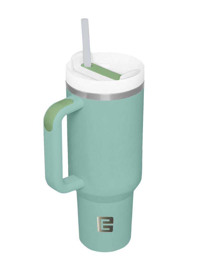 Ellementel Stainless Steel Vacuum Insulated Tumblers, 1.2L / 40oz - Double Walled Vacuum Flask, Insulated Tumbler with Straw, Travel Mug Cup for Water, Tea, Coffee and More (SEA GREEN) - Image 1