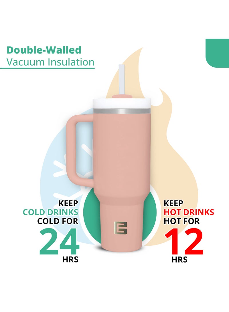 Ellementel Stainless Steel Vacuum Insulated Tumblers, 1.2L / 40oz - Double Walled Vacuum Flask, Insulated Tumbler with Straw, Travel Mug Cup for Water, Tea, Coffee and More (SEA GREEN) - Image 4
