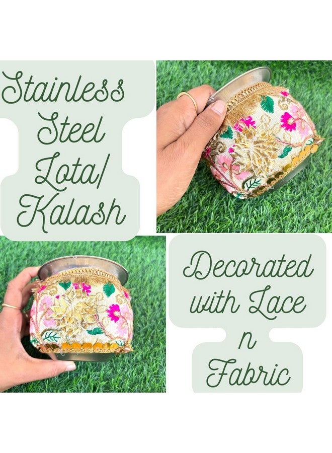 Artonezt مجموعة أطباق كارووا تشاوث اليدوية المزخرفة 6 قطع للاحتفال بكارووا تشاوث، أطباق بوجا لعيد ديوالي، نافراتري، فارالاكسمي، لاكشمي، غانيش آرتي - Image 4