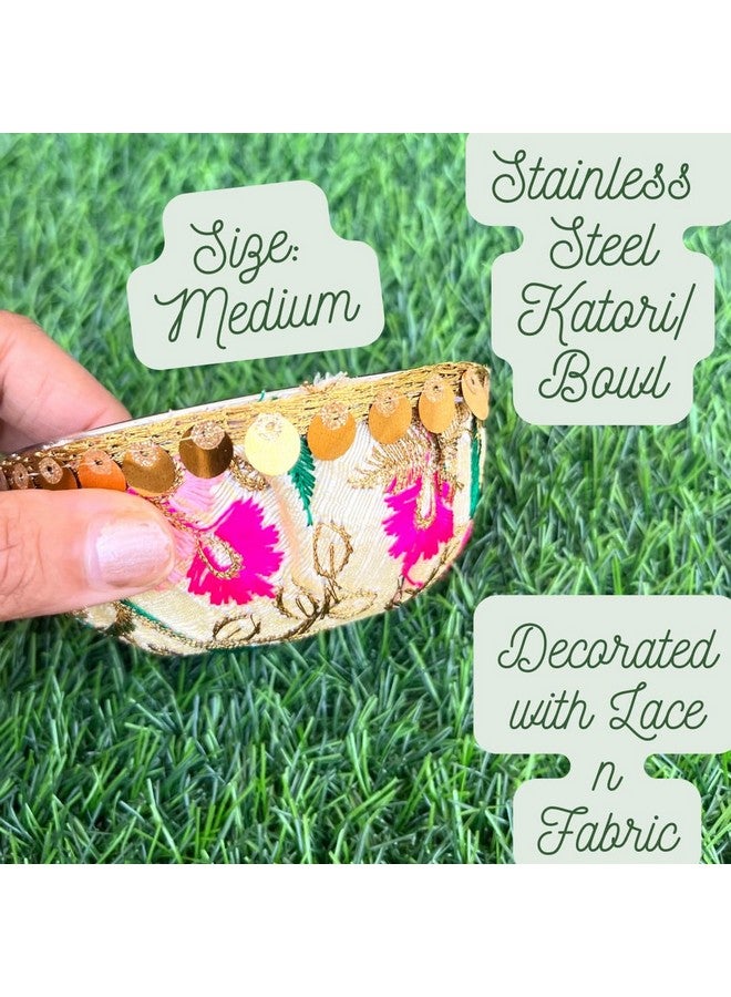 Artonezt مجموعة أطباق كارووا تشاوث اليدوية المزخرفة 6 قطع للاحتفال بكارووا تشاوث، أطباق بوجا لعيد ديوالي، نافراتري، فارالاكسمي، لاكشمي، غانيش آرتي - Image 5