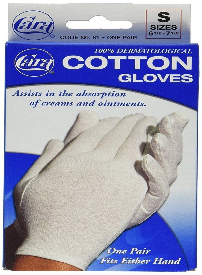Cara 100% Dermatological Cotton Gloves Small 1 Pair (Pack of 4)