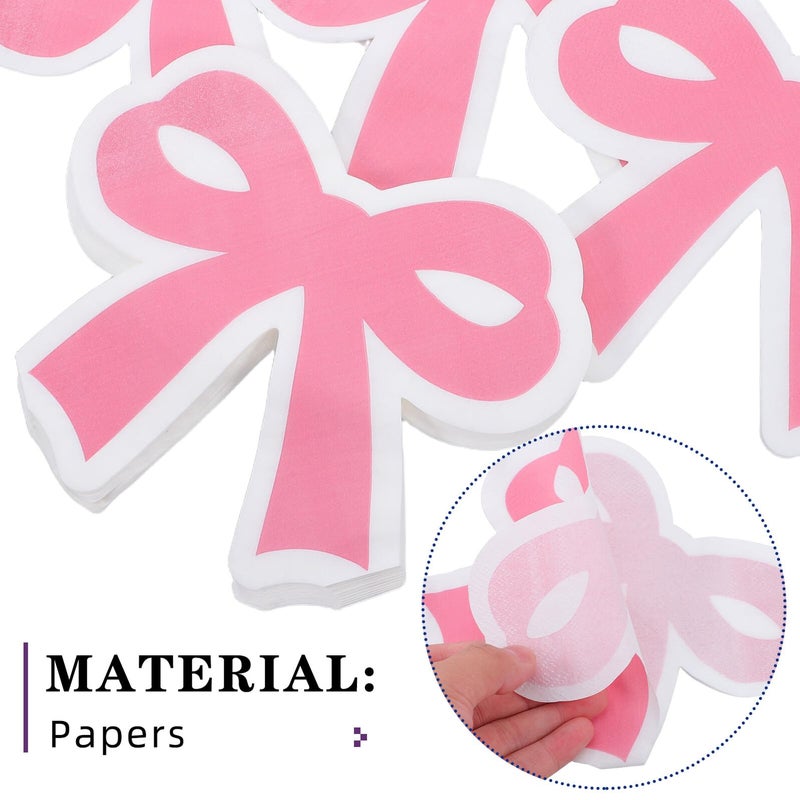 Pink Bow Tie Design Disposable Paper Napkins 40 Pieces For Birthday Party Shower - Image 4