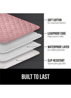Gorilla Grip Gorilla Grip Washable Toddler Mattress Incontinence Pads, Reusable Waterproof Bed Underpads, Absorbent Leak Proof, 52x34 Slip Resistant Pad Protector, Absorbs 8 Cups for Bedwetting, Elderly, Kids Pink  - Image 2