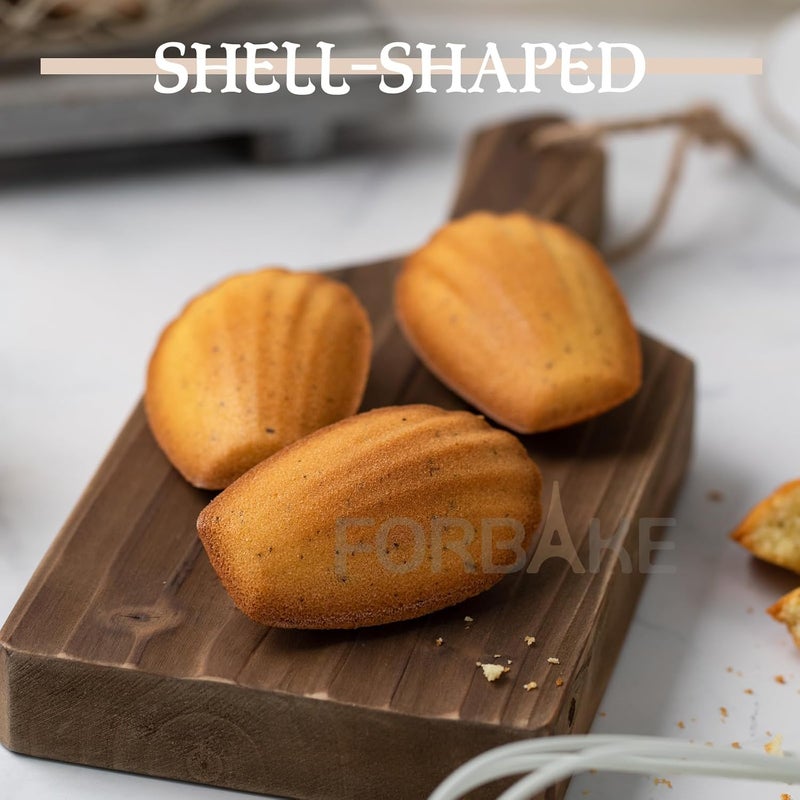 FOR BAKE 12-Cavity Madeleines Cak Pan 2Pcs, Non-Stick Shell Shape Mold, Heavy Duty Carbon Steel Cake Pans for Oven Baking,Golden - Bake Like a Pro - Image 5