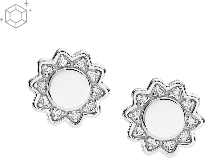 فوسيل أقراط أذن نسائية من الفضة الإسترلينية من Fossil Elliott You Are My Sunshine، فضية - Image 2